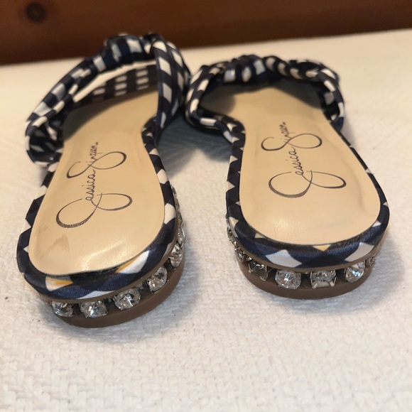 NWOT, Jessica Simpson Blue/White Slip-on Sandals, Size 7.5 Med/38 - Picture 13 of 13